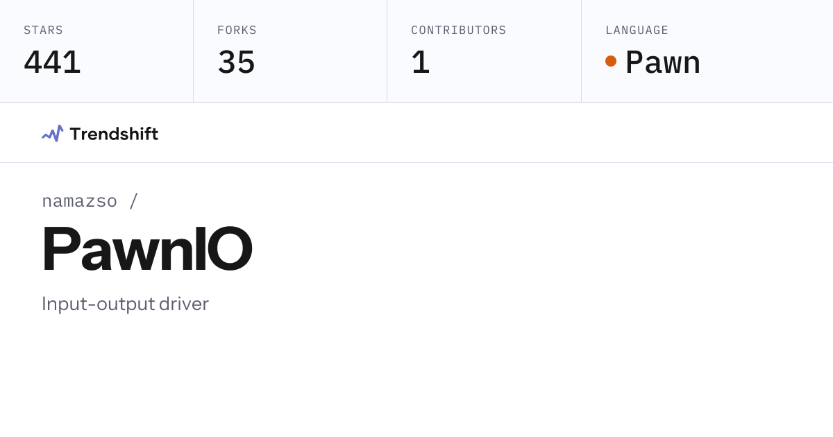 namazso/PawnIO — GitHub trending stats & insights | Trendshift