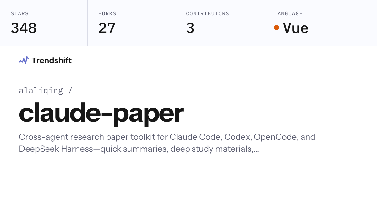 alaliqing/claude-paper — GitHub trending stats & insights | Trendshift