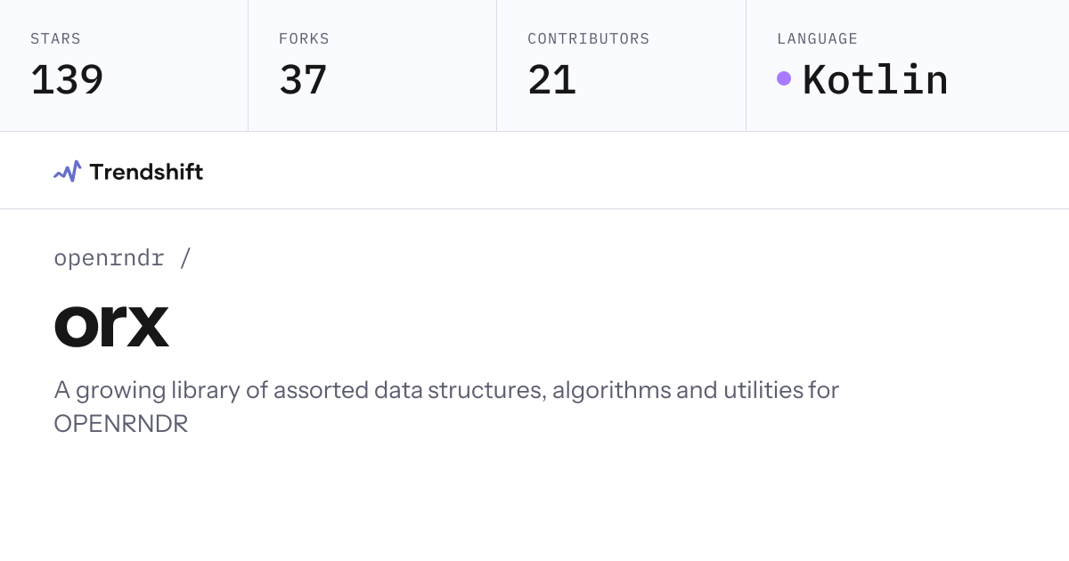 openrndr/orx — GitHub trending stats & insights | Trendshift