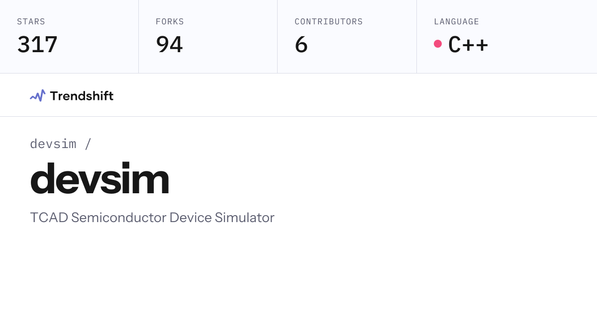 devsim/devsim — GitHub trending stats & insights | Trendshift