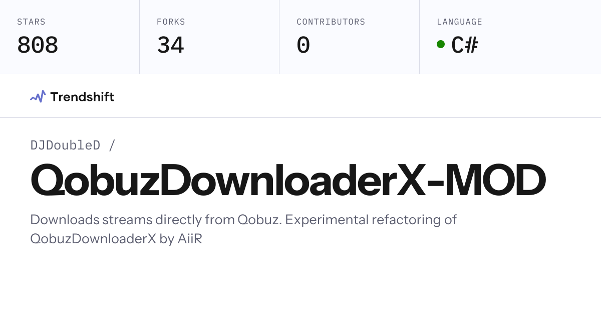 DJDoubleD/QobuzDownloaderX-MOD — GitHub trending stats & insights ...