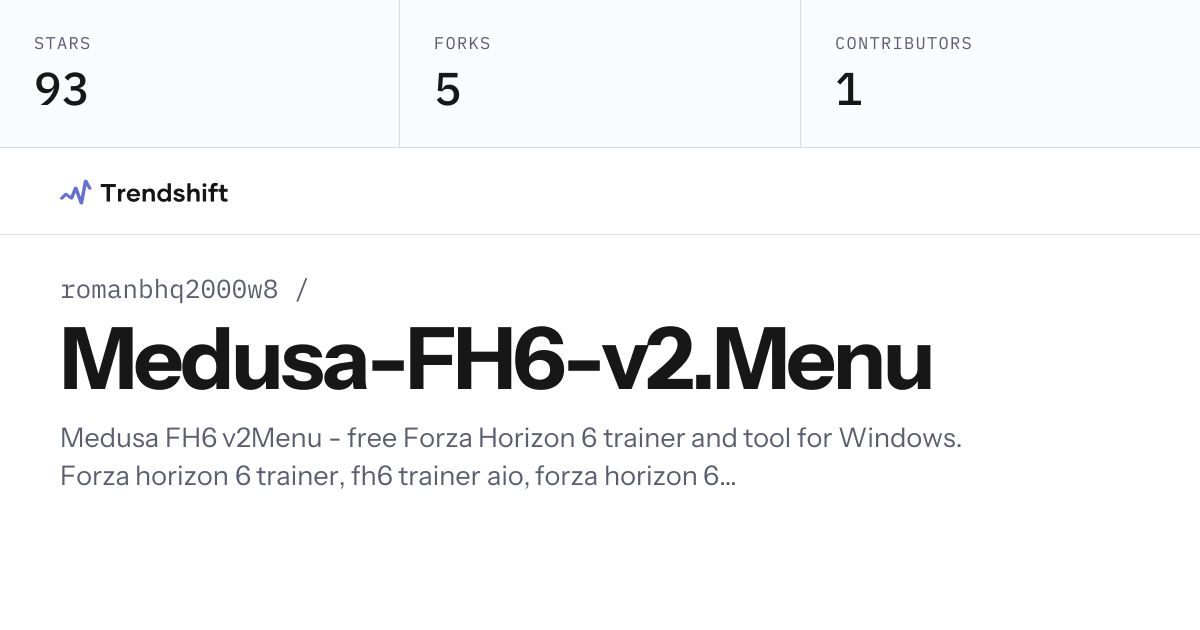 romanbhq2000w8/Medusa-FH6-v2.Menu — GitHub trending stats & insights ...