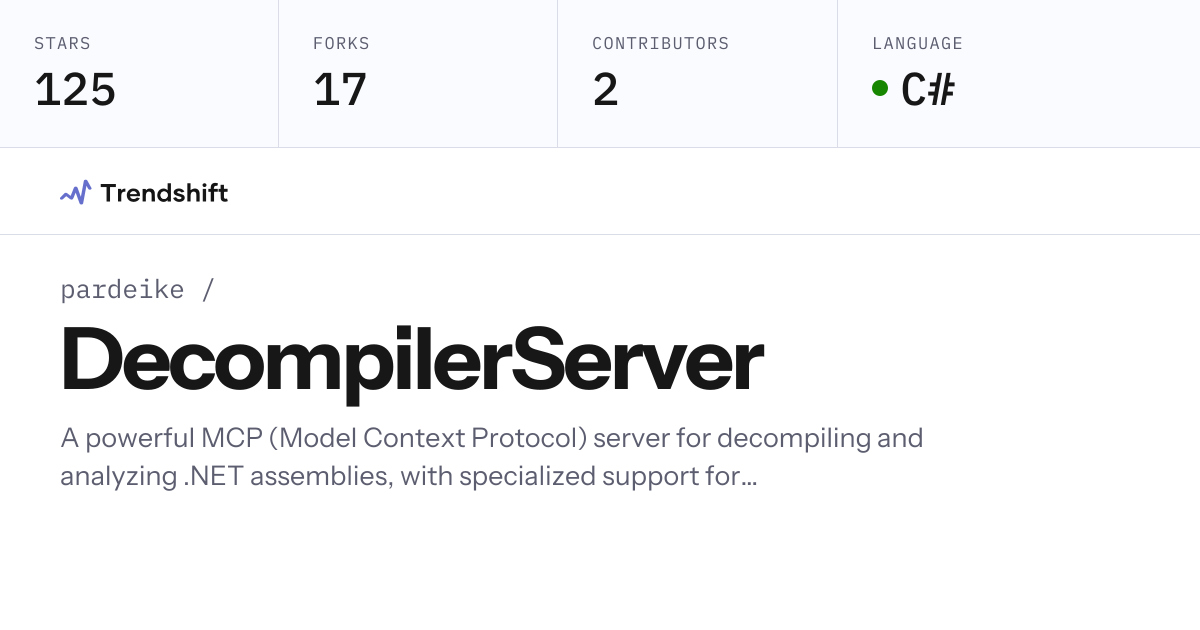 pardeike/DecompilerServer — GitHub trending stats & insights | Trendshift