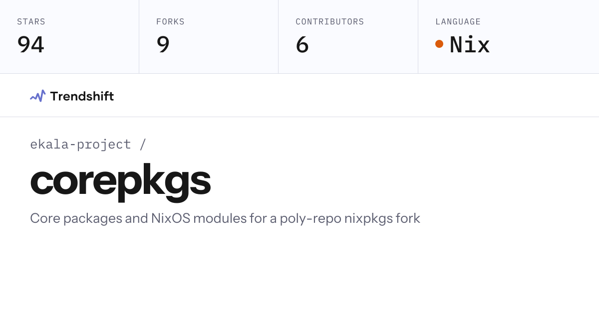 ekala-project/corepkgs — GitHub trending stats & insights | Trendshift