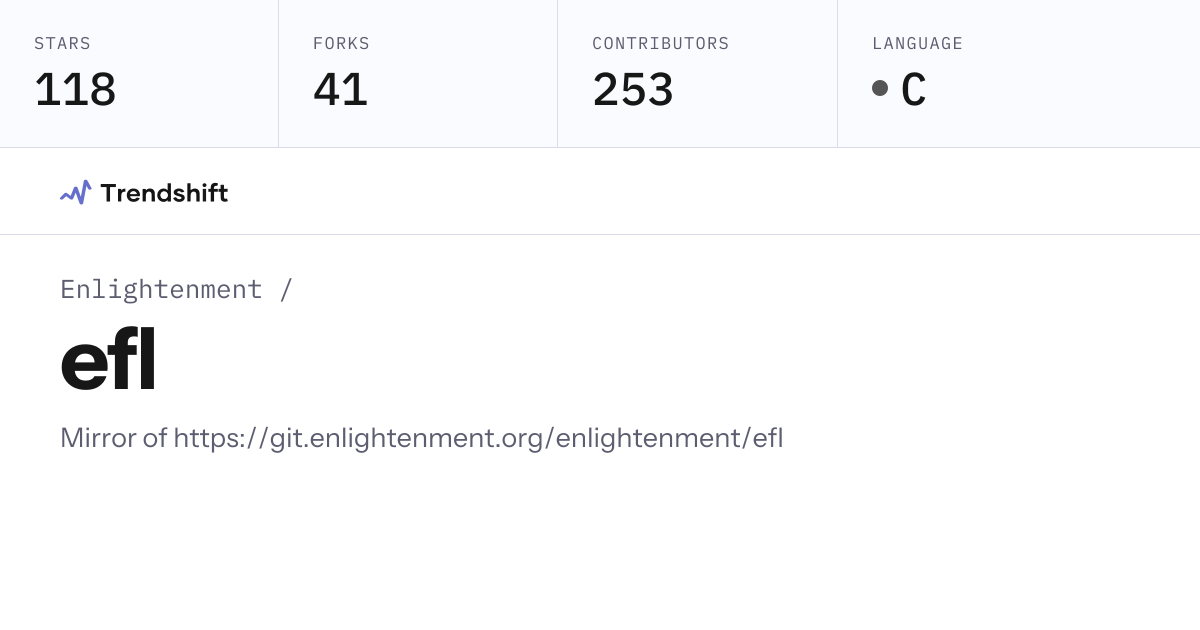 Enlightenment/efl — GitHub trending stats & insights | Trendshift