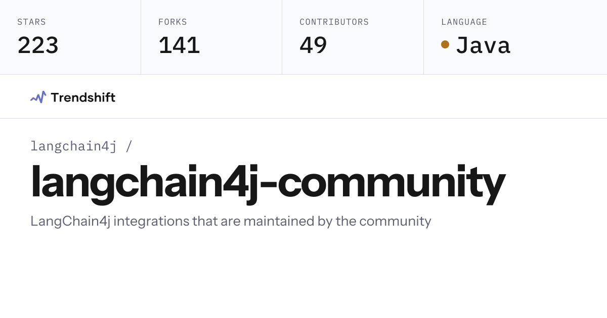 langchain4j/langchain4j-community — GitHub trending stats & insights ...