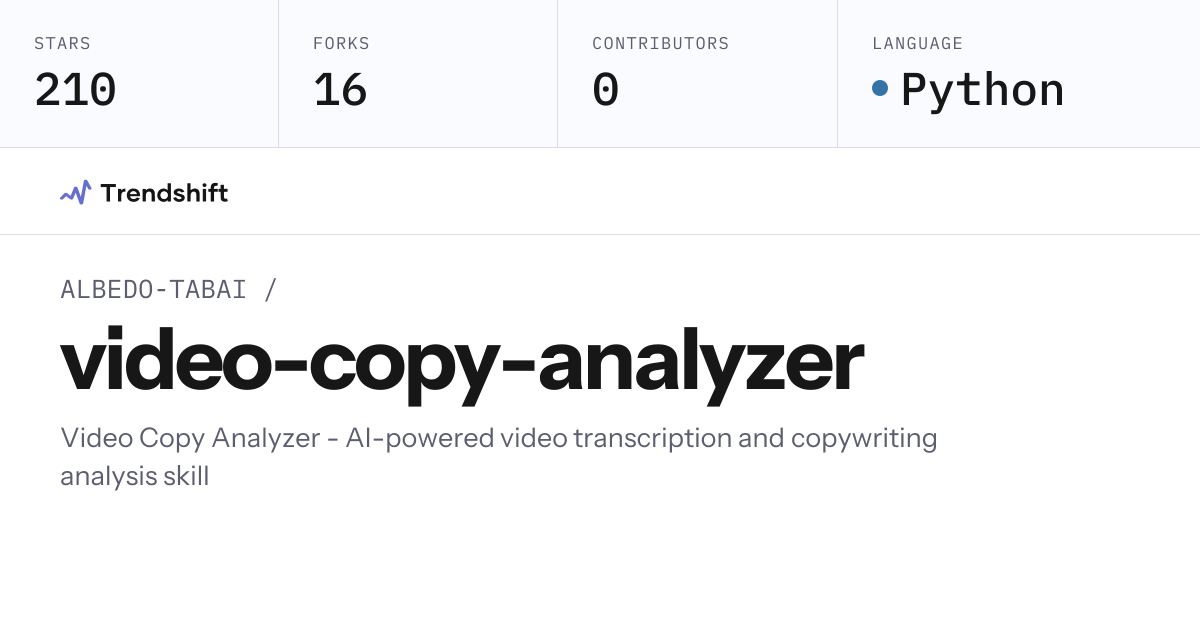 ALBEDO-TABAI/video-copy-analyzer — GitHub trending stats & insights ...
