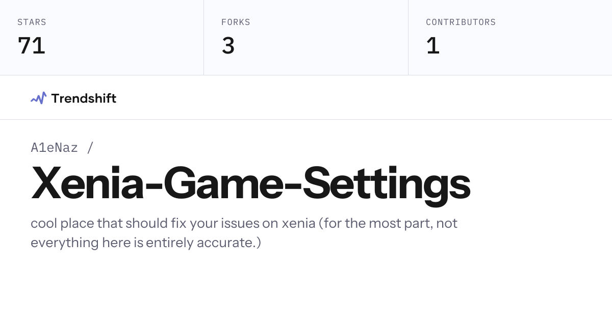A1eNaz/Xenia-Game-Settings — GitHub trending stats & insights | Trendshift