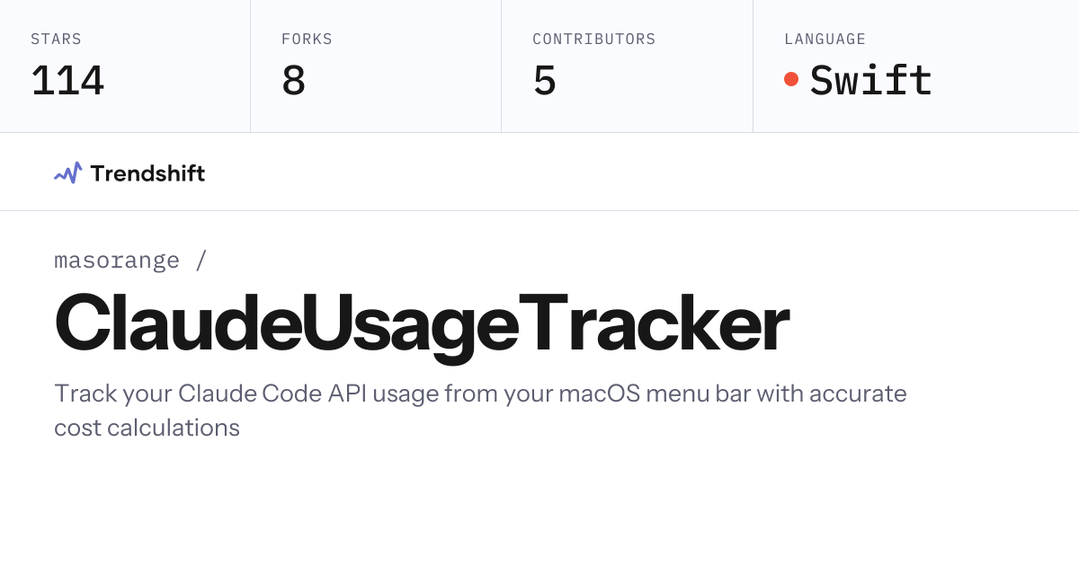 masorange/ClaudeUsageTracker — GitHub trending stats & insights ...