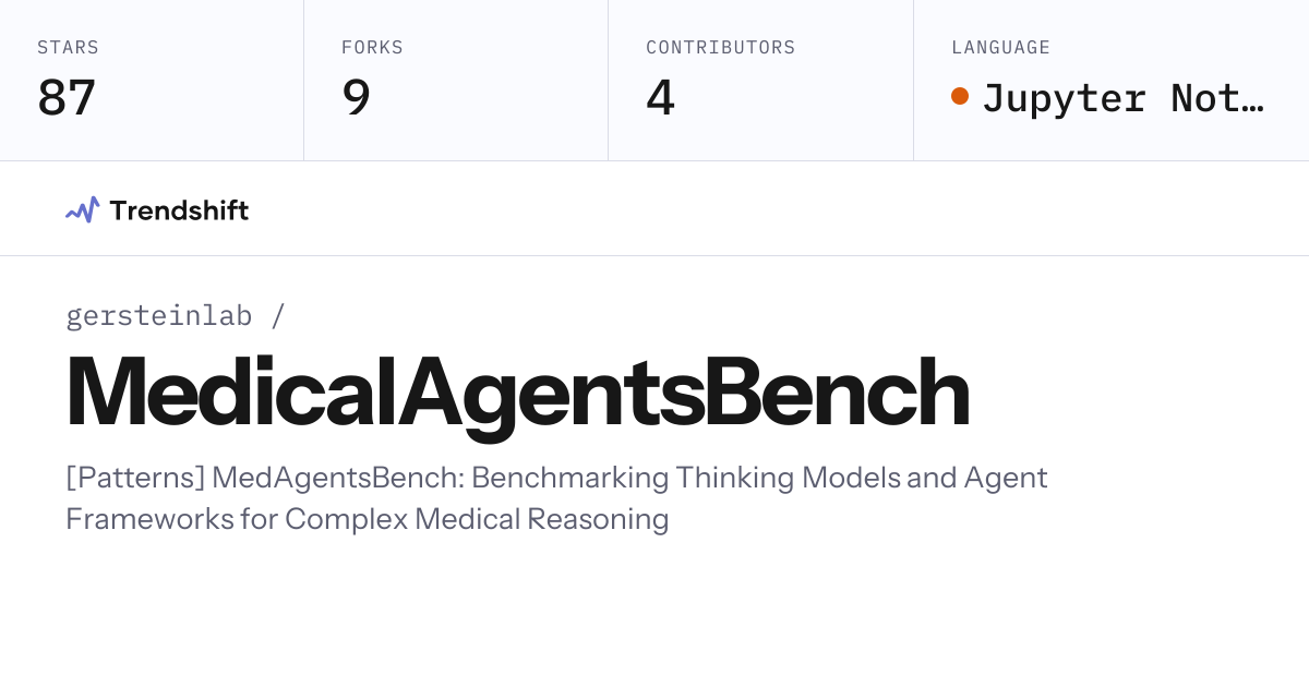 gersteinlab/MedicalAgentsBench — GitHub trending stats & insights ...