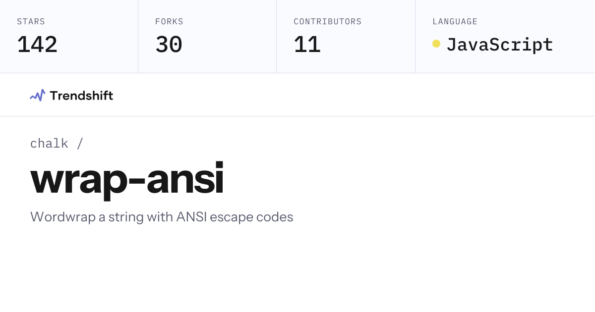 chalk/wrap-ansi — GitHub trending stats & insights | Trendshift