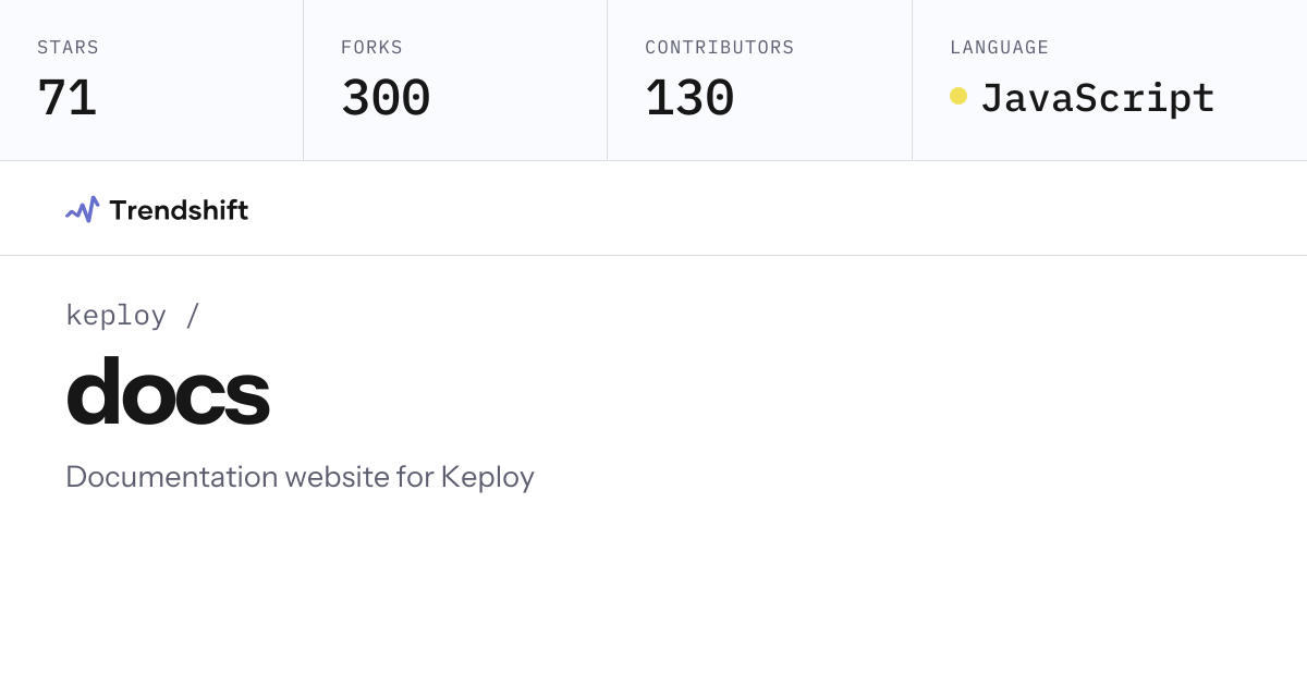 keploy/docs — GitHub trending stats & insights | Trendshift