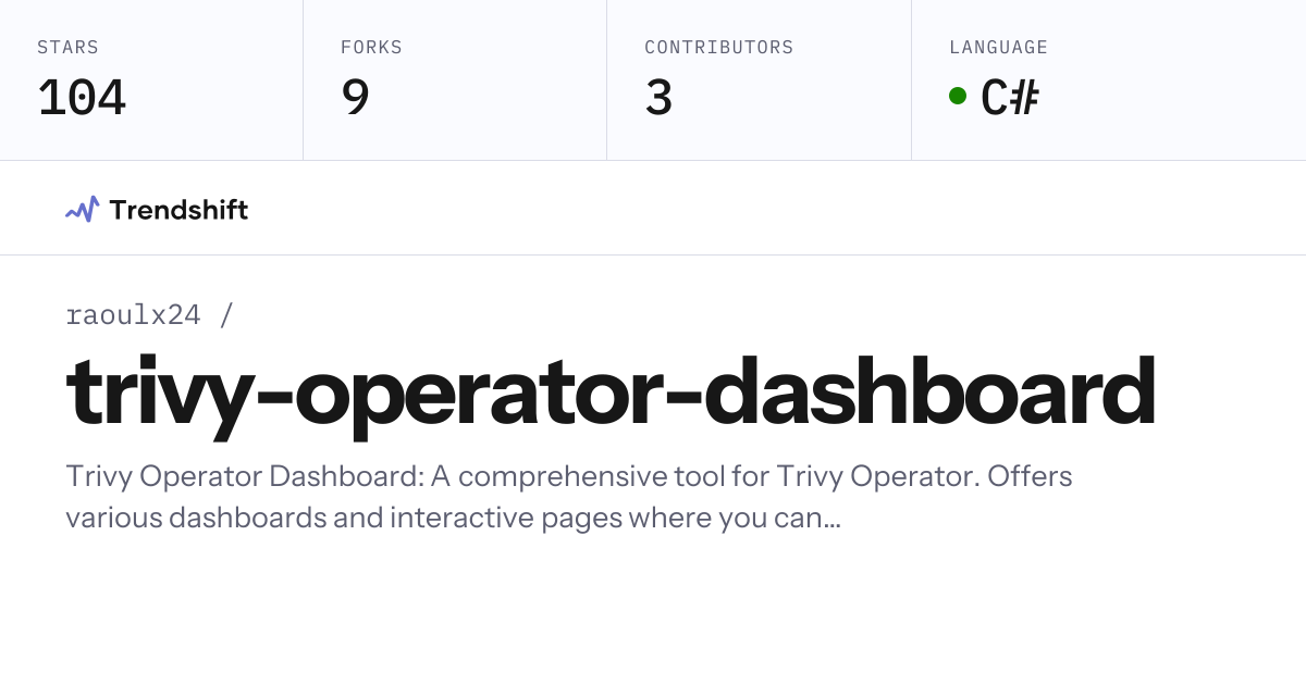 raoulx24/trivy-operator-dashboard — GitHub trending stats & insights ...