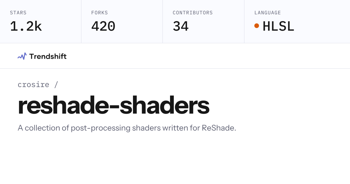 crosire/reshade-shaders — GitHub trending stats & insights | Trendshift