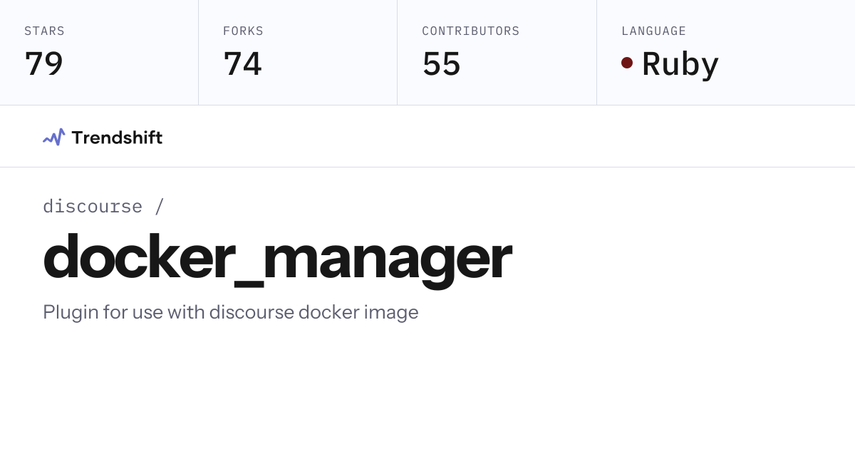 discourse/docker_manager — GitHub trending stats & insights | Trendshift