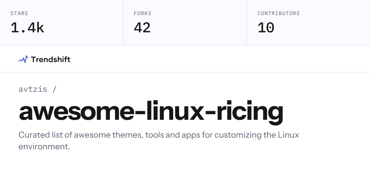 avtzis/awesome-linux-ricing — GitHub trending stats & insights | Trendshift