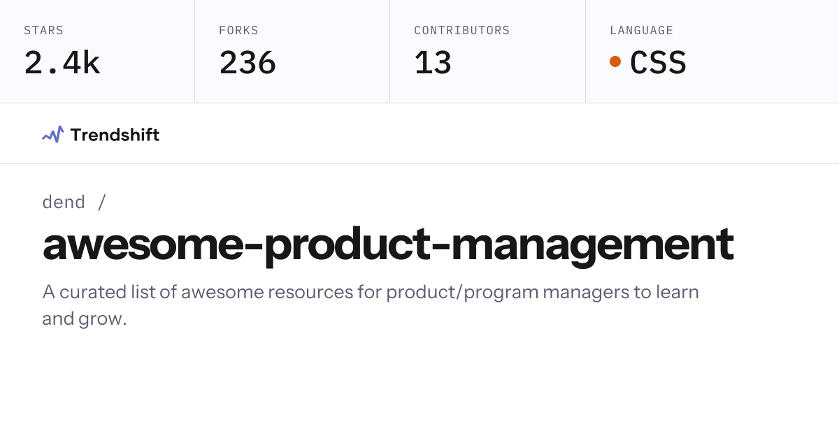dend/awesome-product-management — GitHub trending stats & insights ...