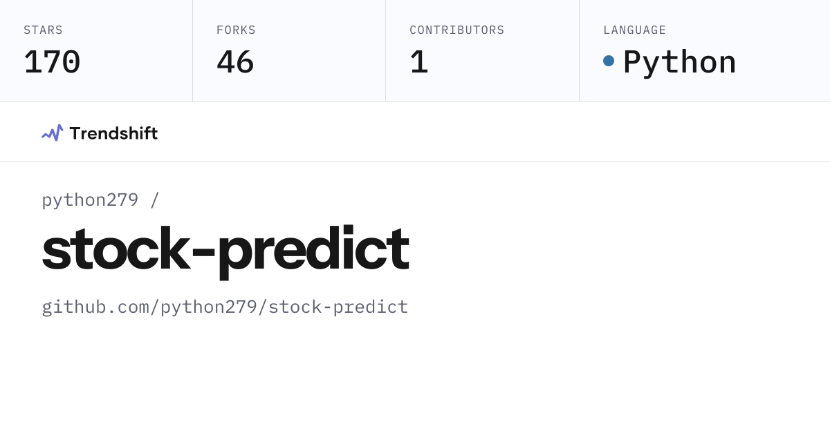 python279/stock-predict — GitHub trending stats & insights | Trendshift