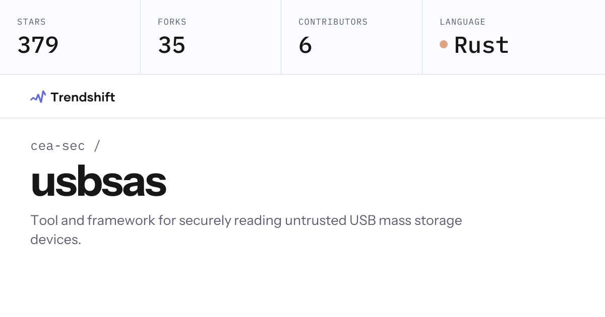 cea-sec/usbsas — GitHub trending stats & insights | Trendshift