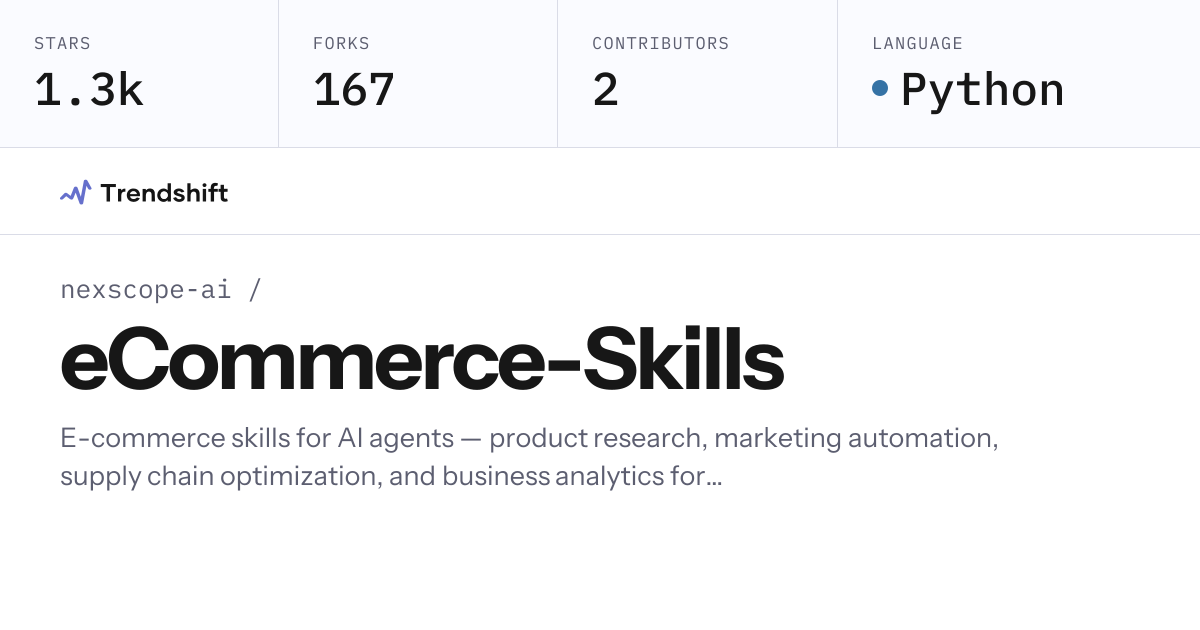 nexscope-ai/eCommerce-Skills — GitHub trending stats & insights ...