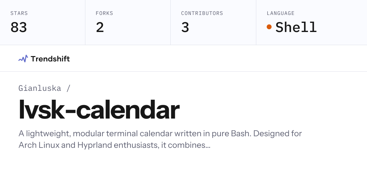 Gianluska/lvsk-calendar — GitHub trending stats & insights | Trendshift