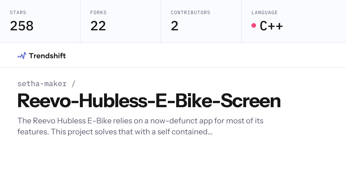 setha-maker/Reevo-Hubless-E-Bike-Screen — GitHub trending stats ...
