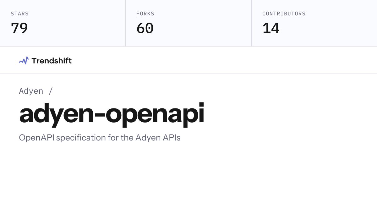 Adyen/adyen-openapi — GitHub trending stats & insights | Trendshift
