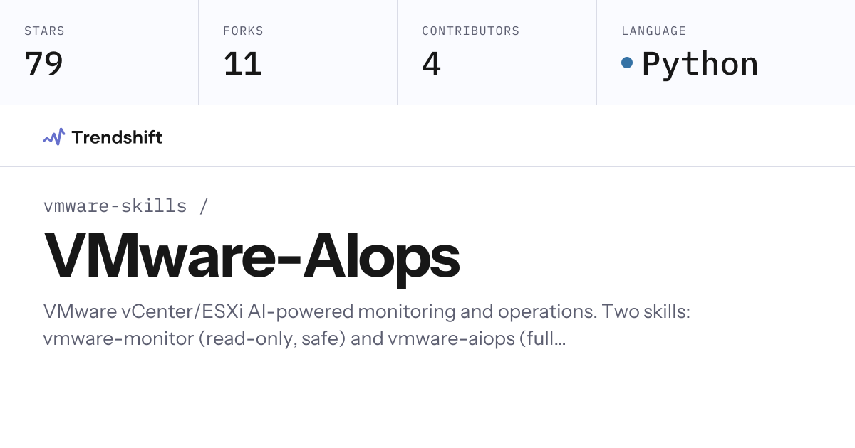 vmware-skills/VMware-AIops — GitHub trending stats & insights | Trendshift