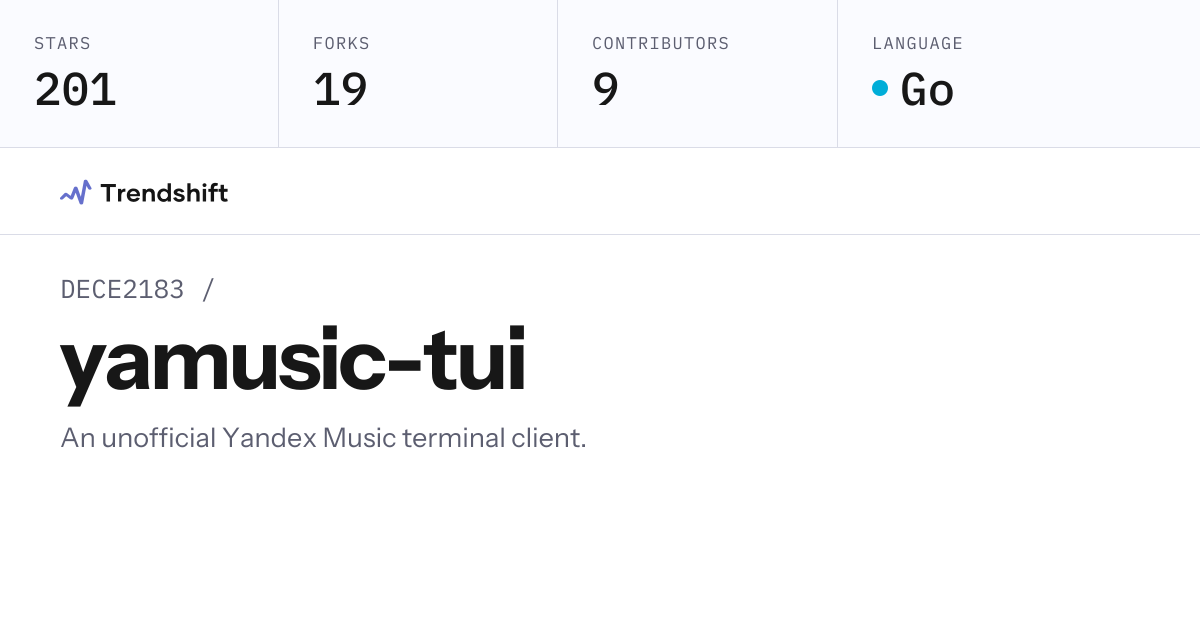 DECE2183/yamusic-tui — GitHub trending stats & insights | Trendshift
