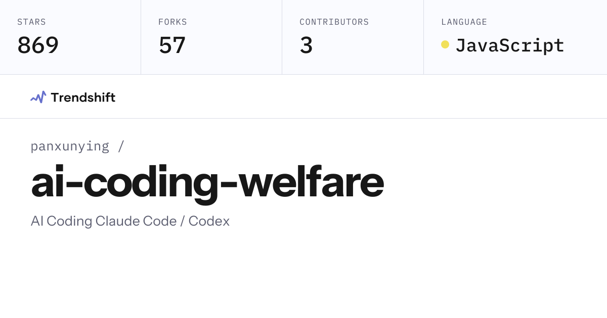 panxunying/ai-coding-welfare — GitHub trending stats & insights ...