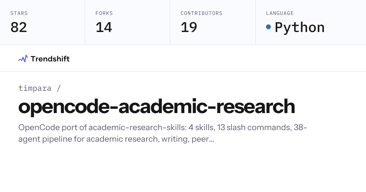 timpara/opencode-academic-research — GitHub trending stats & insights ...