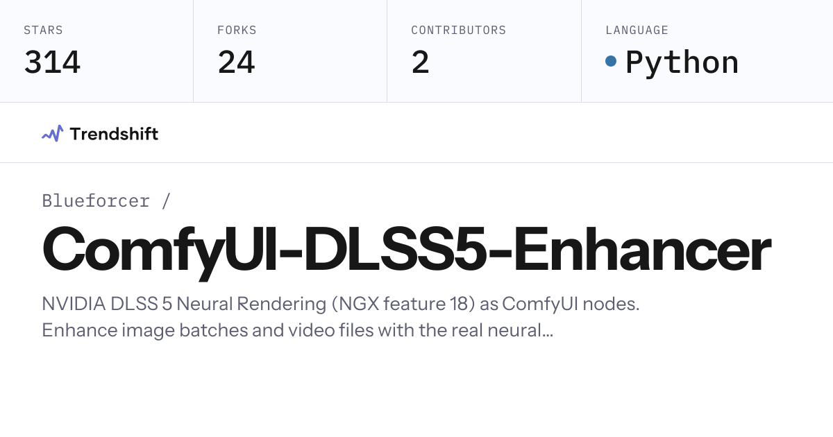 Blueforcer/ComfyUI-DLSS5-Enhancer — GitHub trending stats & insights ...