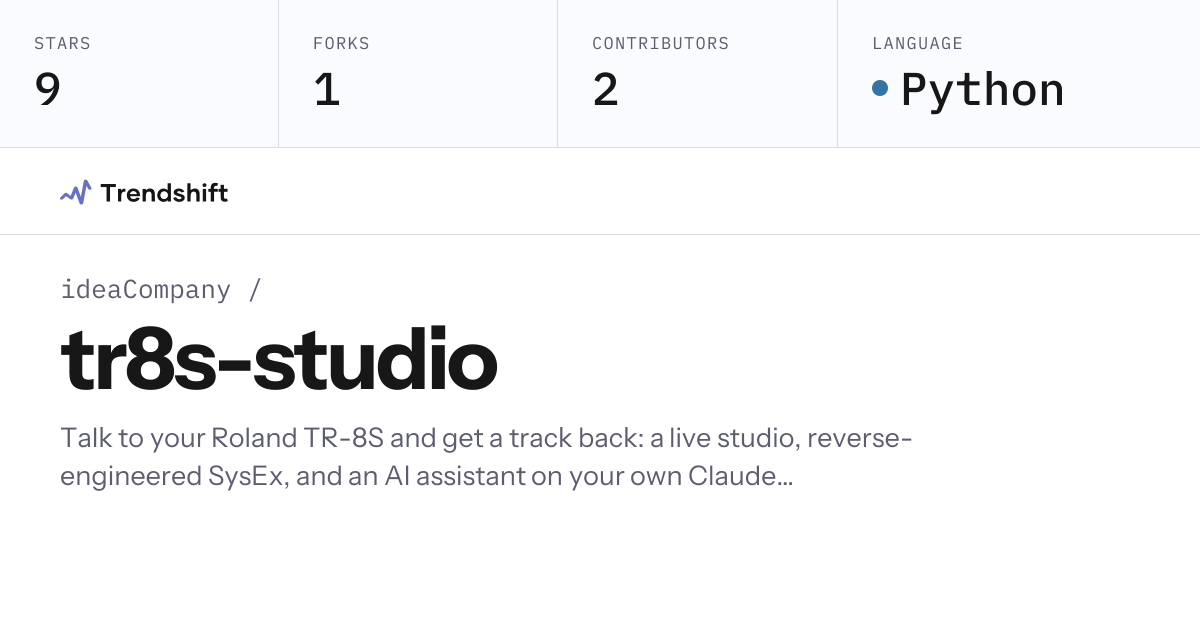 ideaCompany/tr8s-studio — GitHub trending stats & insights | Trendshift