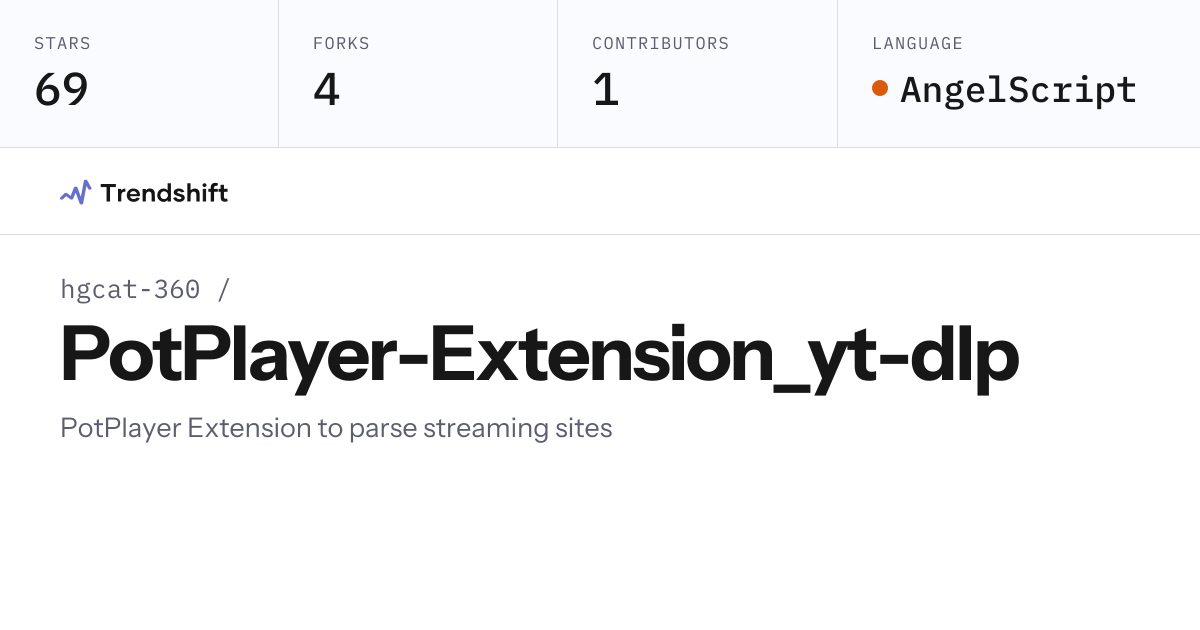 hgcat-360/PotPlayer-Extension_yt-dlp — GitHub trending stats & insights ...
