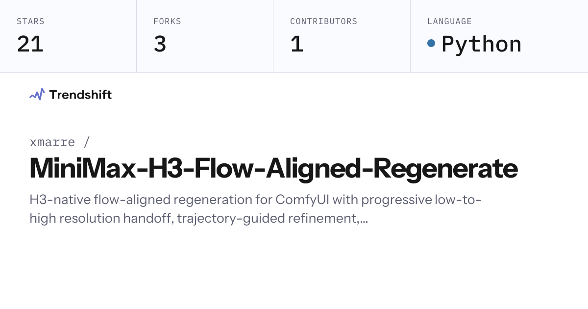 xmarre/MiniMax-H3-Flow-Aligned-Regenerate — GitHub trending stats ...