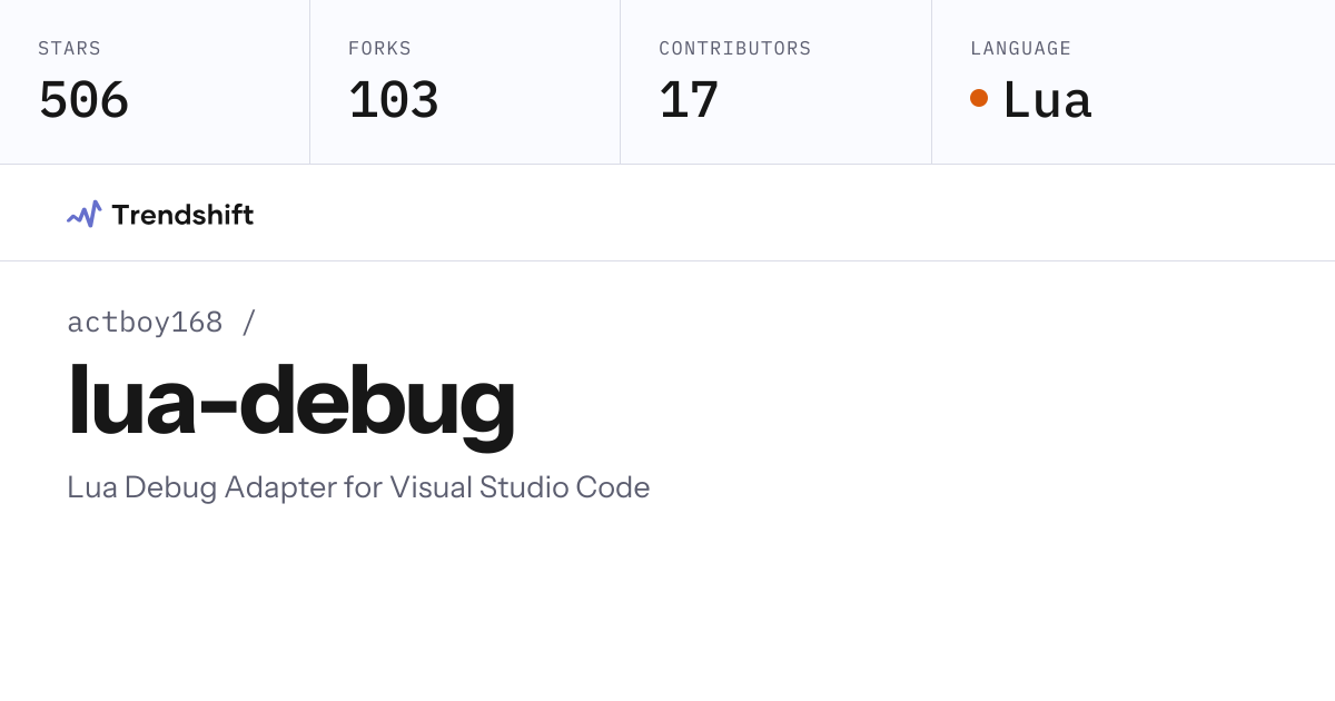 actboy168/lua-debug — GitHub trending stats & insights | Trendshift