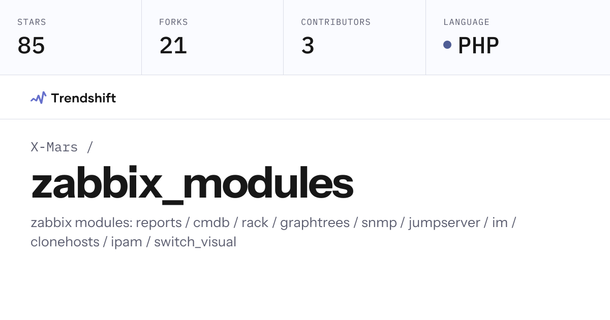 X-Mars/zabbix_modules — GitHub trending stats & insights | Trendshift