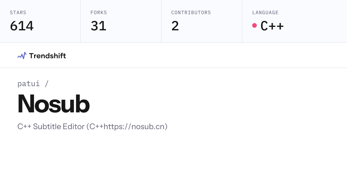 patui/Nosub — GitHub trending stats & insights | Trendshift