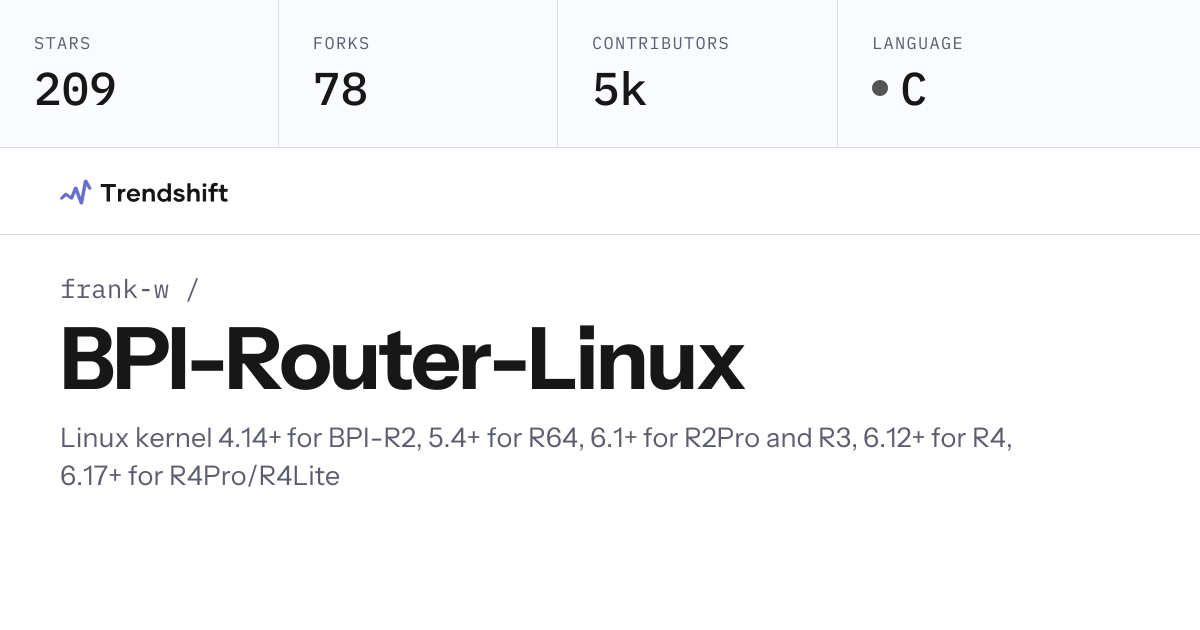 frank-w/BPI-Router-Linux — GitHub trending stats & insights | Trendshift