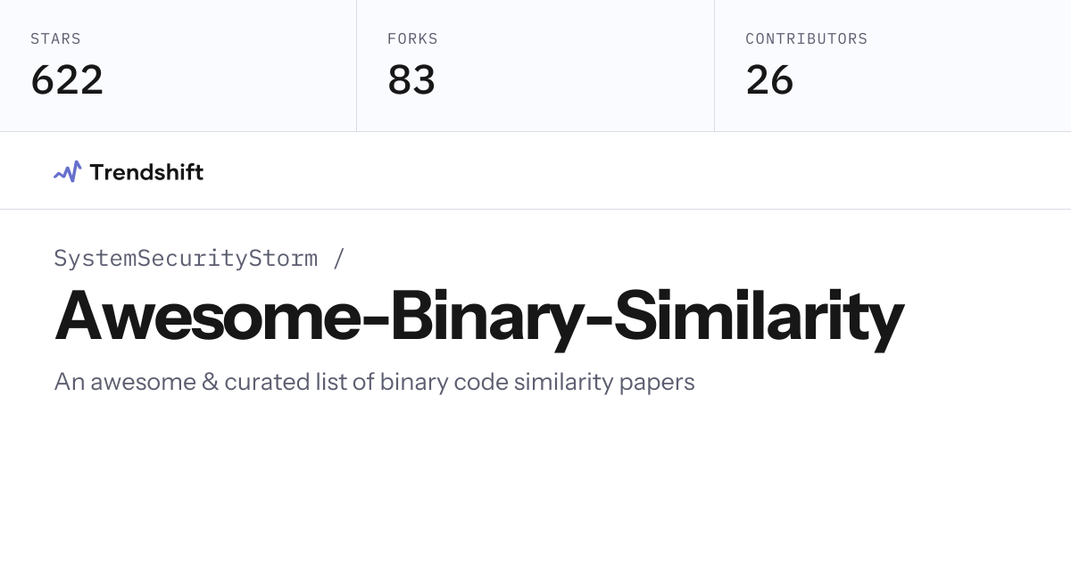 SystemSecurityStorm/Awesome-Binary-Similarity — GitHub trending stats ...