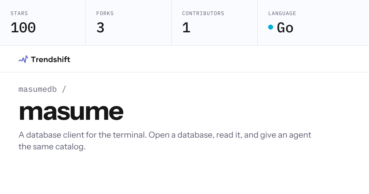 masumedb/masume — GitHub trending stats & insights | Trendshift