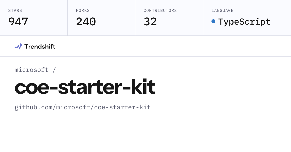 microsoft/coe-starter-kit — GitHub trending stats & insights | Trendshift
