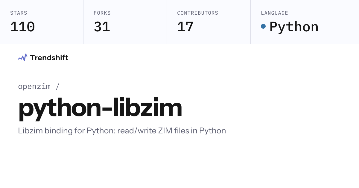 openzim/python-libzim — GitHub trending stats & insights | Trendshift