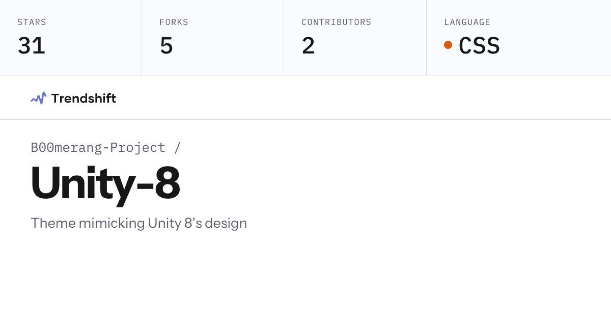 B00merang-Project/Unity-8 — GitHub trending stats & insights | Trendshift