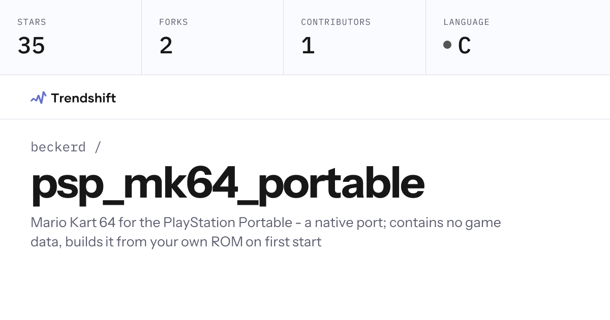 beckerd/psp_mk64_portable — GitHub trending stats & insights | Trendshift
