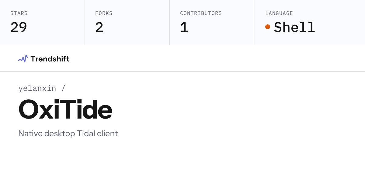 yelanxin/OxiTide — GitHub trending stats & insights | Trendshift
