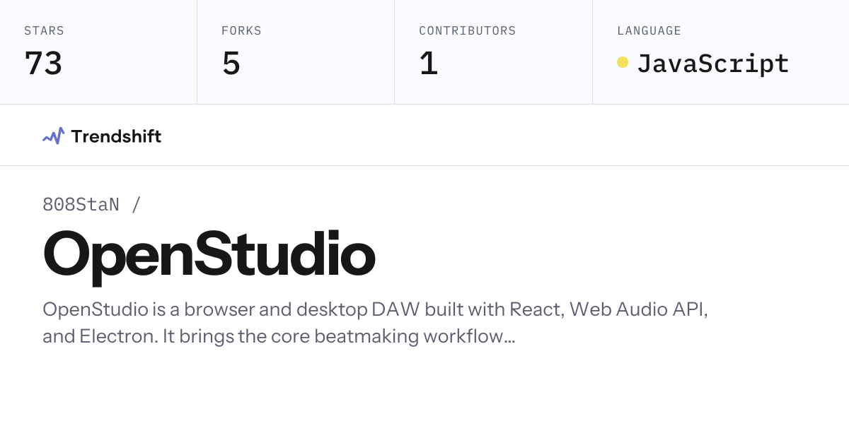 808StaN/OpenStudio — GitHub trending stats & insights | Trendshift