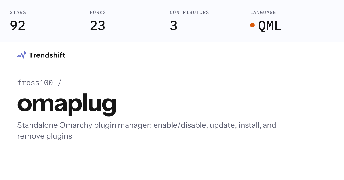 fross100/omaplug — GitHub trending stats & insights | Trendshift