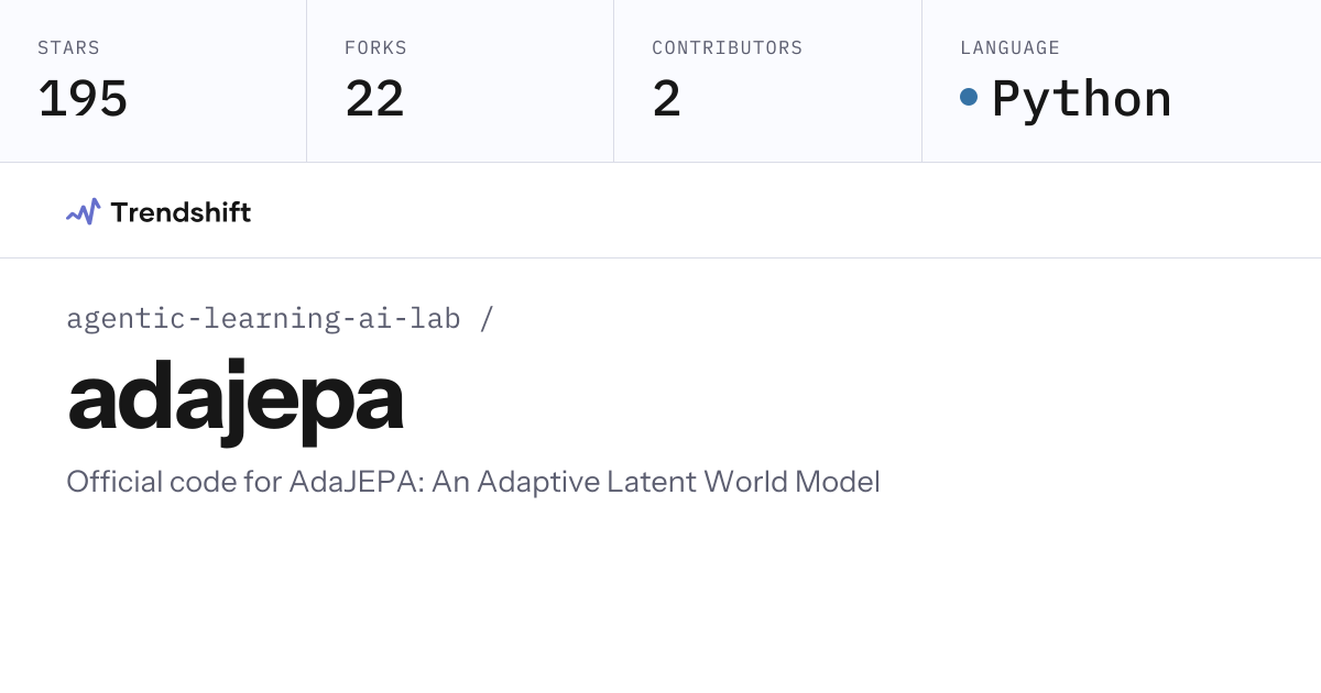 agentic-learning-ai-lab/adajepa — GitHub trending stats & insights ...