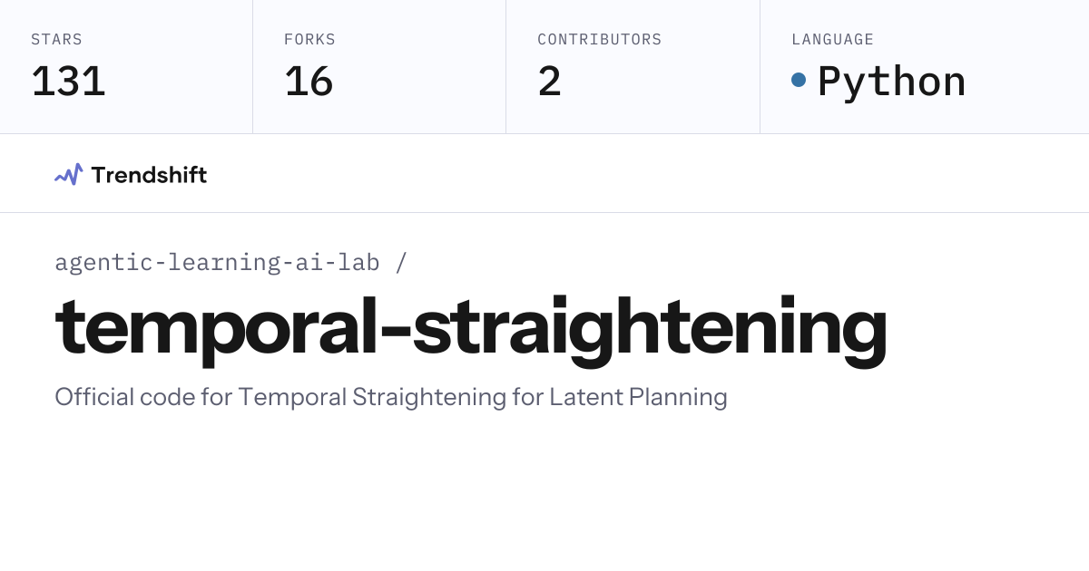agentic-learning-ai-lab/temporal-straightening — GitHub trending stats ...